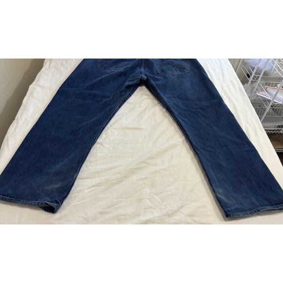Levi's 501 Straight Button Fly Jeans Mens 42x30 Dark Wash Denim Western Work - Picture 6 of 11